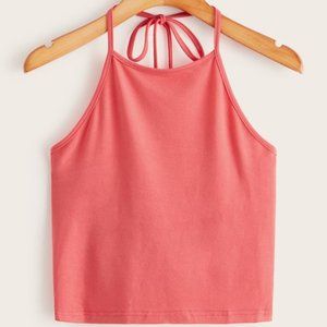 Solid Tie Back Halter Top